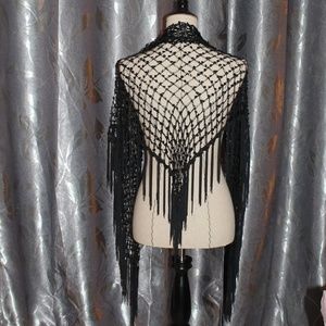 Black Sequin Shawl w/Fringe